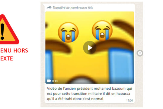 Capture d'écran WhatsApp de la vidéo stipulant une trahison du président Bazoum