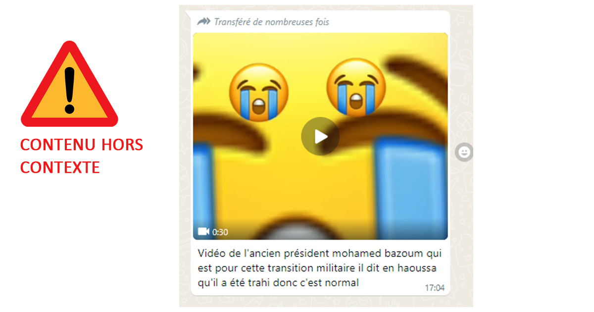 Un extrait d’une vidéo hors contexte du président Bazoum Mohamed circule sur WhatsApp : il indique avoir été trahi