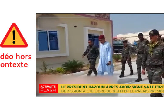 Capture d'écan de la vidéo prétendant montrer le président Bazoum quittant le palais après avoir signé sa lettre de démission