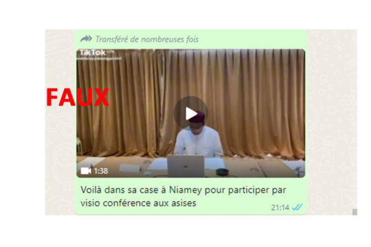 Capture d'écran dans l'application WhatsApp de la vidéo faussement interprétée.